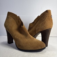 Size 10 Crown Vintage Ankle Booties Brown Leather Heeled Boots