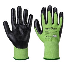 Portwest A645 Cut D Nitrile Green Gloves Abrasion 13 Gauge liner Great Grip