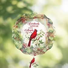 Cardinal Wind Spinners Outdoor - 3D Metal Hanging Decor 12 Inch