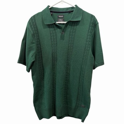 BUFFALO JEANS Wagners Cotton Pointillé Short Sleeve Polo Men Large David Britton