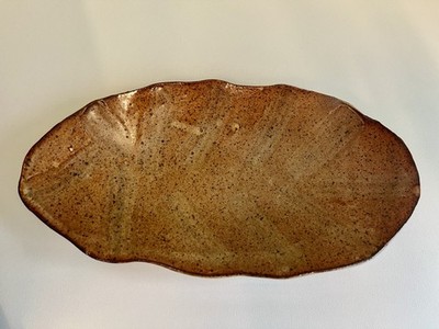 Studio Pottery Stoneware Dish Organic Freeform Brown Speckled Hand Crafted 10 