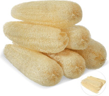 11.8" Natural Loofah Sponges 6-Pack, Organic Bath Body Scrubber Soft Texture