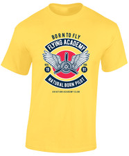 FLYING ACADEMY CLUB MENS T SHIRT AVIATION CLOTHING AEROPLANE PLANE PILOT TOP