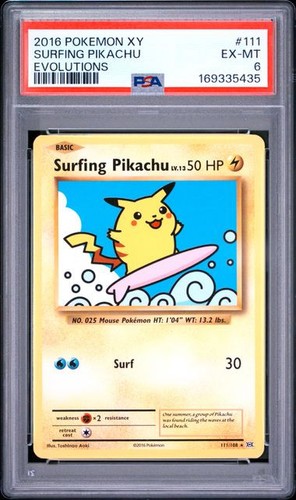 Surfing Pikachu graded PSA 6 for sale on eBay