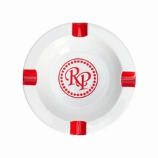 Rocky Patel Cigar Ashtray Red And White Ceramic Logo Retro Large 8.5" Vintage