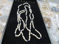 Park Lane Vintage Necklace Saltwater Pearls w/Cobalt Stones