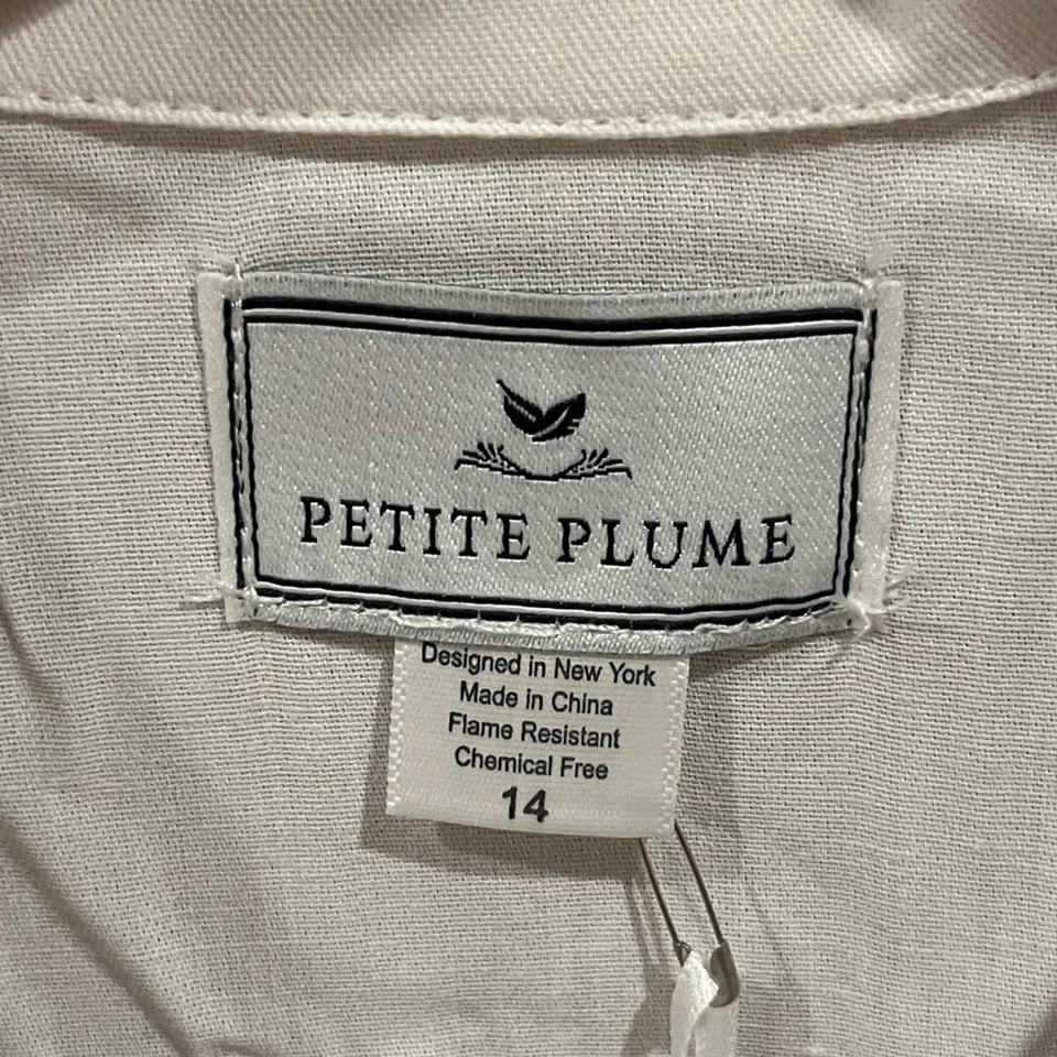 Petite Plume Classic White Cotton Blend Pajamas with Red Piping - Image 2 of 4