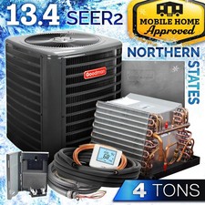 Goodman 4 Ton 13.4 Air Conditioner & Mobile Home Coil R32 Central AC System Kit