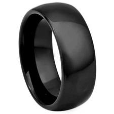Tungsten Ring Band High Polished Shiny Black For Men & Women