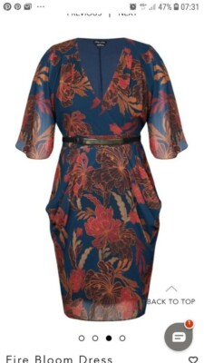 NEW City Chic Fire Bloom/Navy Belted Dress Size XS/14 - NWOT