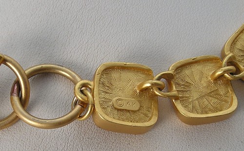 Vintage Satin Gelbgold Signatur Anne Klein Logo Löwe Größe Cube Link Halskette - Bild 7 von 7