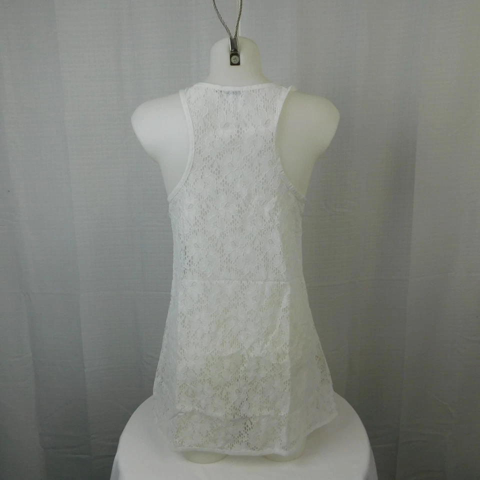 Camiseta sin mangas de encaje Elle MacPherson Intimates Sleep & Lounge - blanca, mediana #1306 Foto 3 de 4