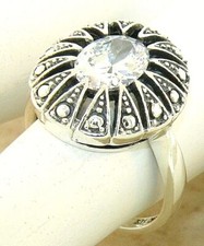 ANTIQUE STYLE 925 SOLID STERLING SILVER CUBIC ZIRCONIA FILIGREE RING 1046
