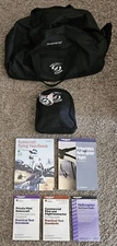 Rare AVCOMM Silver State Helicopters Aviation Headset Dual Plug Bag Books HD7