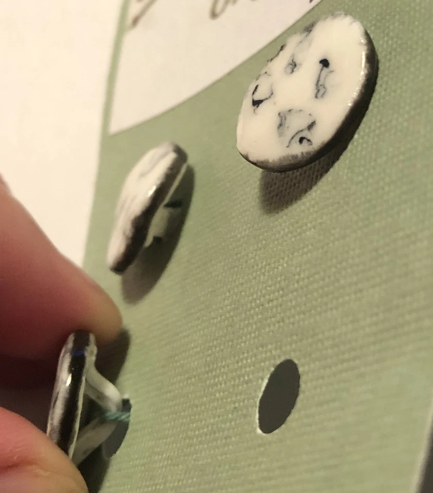 Paquin Originals Set of 3 Hand-made Ceramic White & Black Buttons 5/8" 16mm 9825 - Image 2 of 2