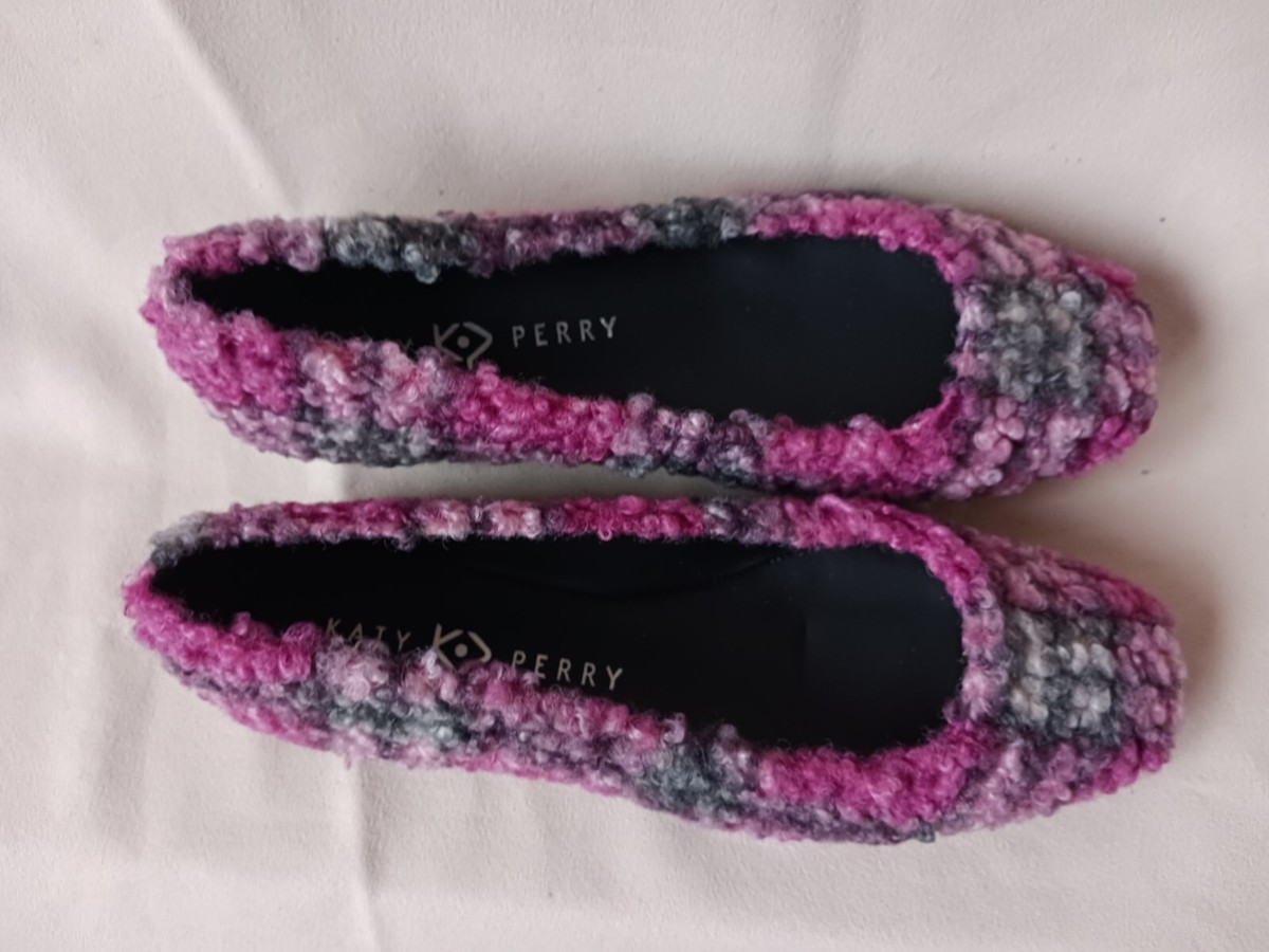 Katy Perry Boho The Evie Ballet Flats Shoes Multi Purple Faux Fur M New  WB