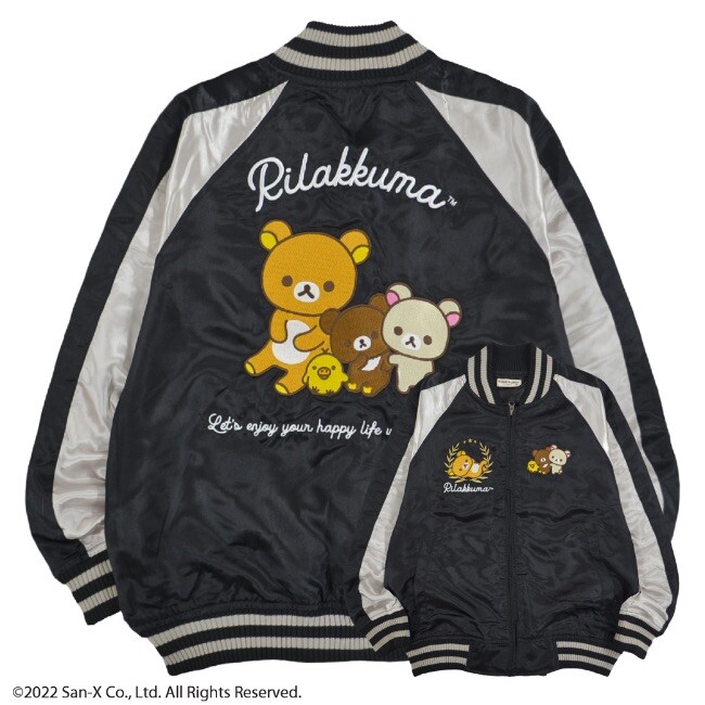 Rilakkuma Sukajan San-X Black /Red 1PC collage jacket M/L/LL from