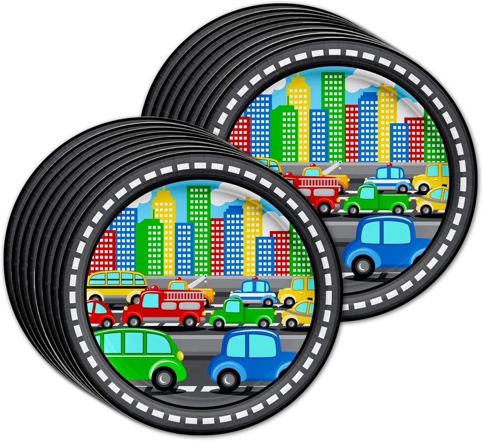 Suministros para fiestas de cumpleaños para autos y camiones - Suministros para cumpleaños de autos para niños - Pequeño Foto 2 de 4