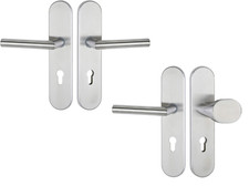 Door Fittings Stainless Steel Front Grip Button Long Plate Handle Silver