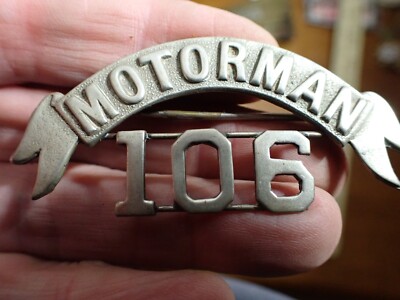 Vintage New York Railroad NYCTS Motorman VERALTETES ABZEICHEN 1940er Jahre BX 11#1