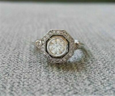 Vintage-Stil 1,70 kt Diamant 14 K Weißgold Verlobungsring simuliert in Größe 9