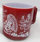 Hazel Atlas Child Mug Drinking Milk Glass Handle Cocoa Reddish Brown Vintage