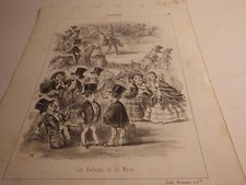 1850.enfants de la mode (course cheval Longchamps lithographie).