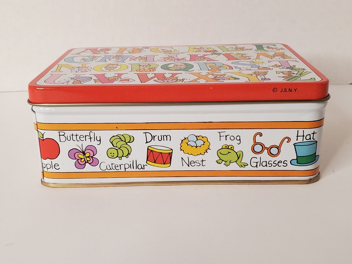 Vintage Alphabet ABC Tin Lidded with Magnets & Box Vintage Alphabet ABC Tin Lidded with Magnets & Box