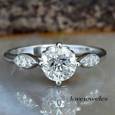 14K White Gold Over 2.12CT Lab-Created Round Cut Diamond Engagement Wedding Ring