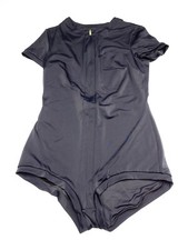 JASON WU Womens Black Zippered Short Sleeve Bodysuit Size Medium