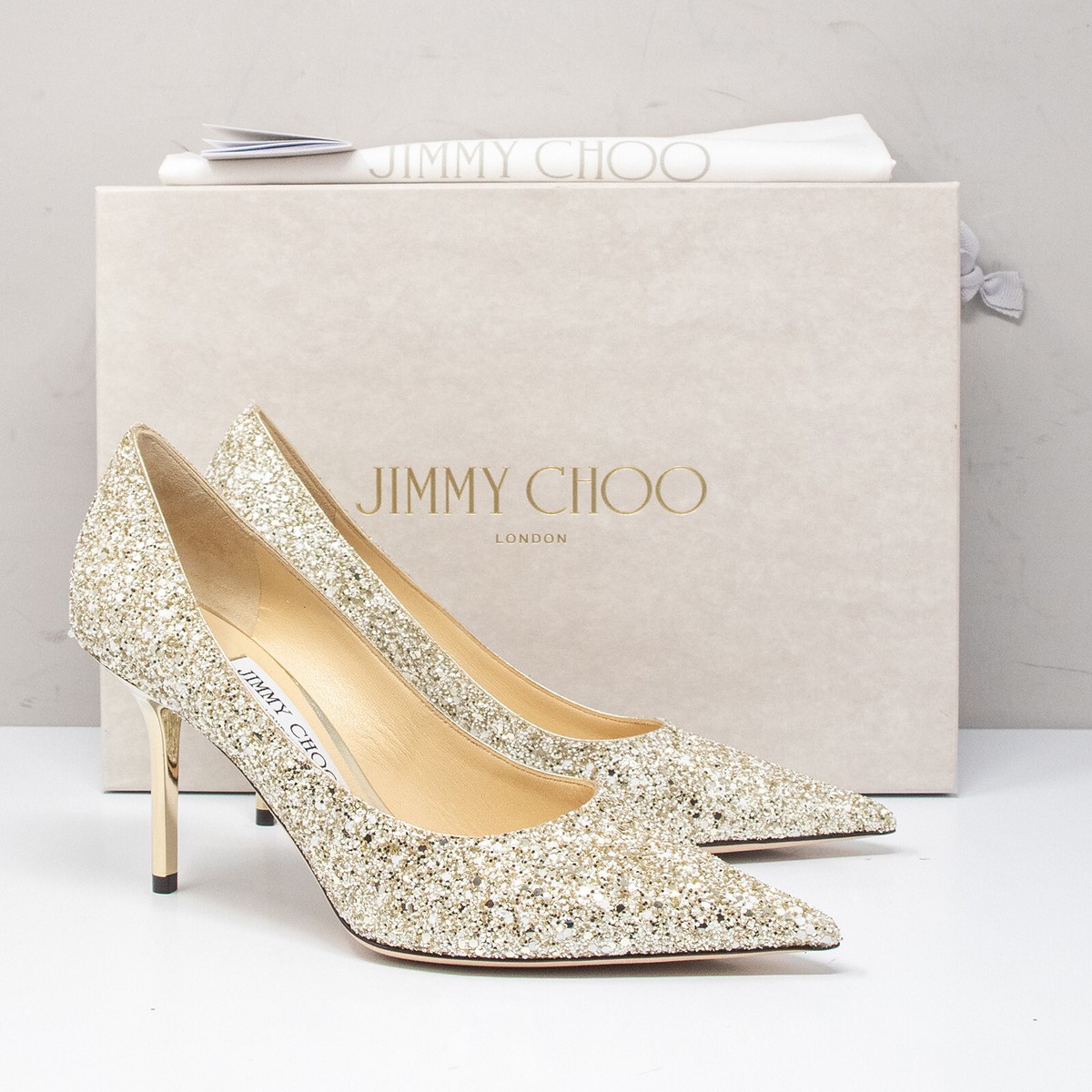 Jimmy Choo Love 85, Size 36 (6 US) Moon Sand Glitter Heels Jimmy Choo Love 85, Size 36 (6 US) Moon Sand Glitter Heels