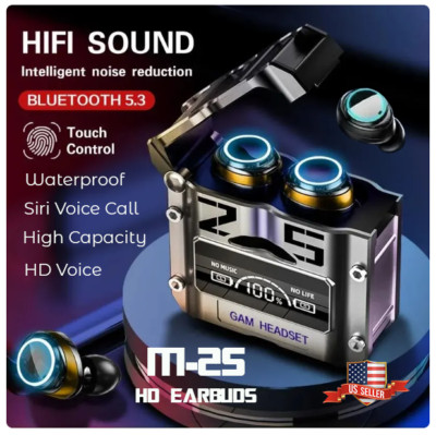 M25 PRO 5.3 Bluetooth Earbuds wTouch Control, Noise Reduction, SIRI Voice NEW!