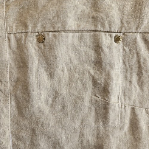 Ellen Tracy Linen Sandstone w/Gold Foil Short Sleeve Top Sz L - Picture 5 of 14