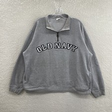 Y2K Vintage Old Navy Sweatshirt Sweater XL Logo Spellout Sporty 1/4 Zip Pullover