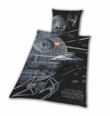 Star Wars Bettwäsche glatt Todesstern Luke Yoda 100% Baumwolle 135 x 200 cm NEU
