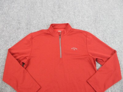 Callaway Sweater Mens 2XL XXL Red Golf Logo Zip Sweatshirt Casual