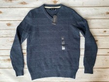 NAUTICA CHUNKY KNIT V-NECK PULLOVER SWEATER MOON INDIGO BLUE MENS SMALL NEW 128