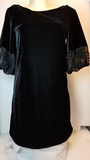 Judith March Black Velvet Evening tunica Dress. SMALL