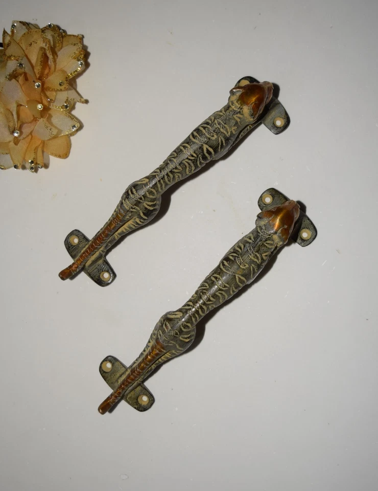 Juego de manijas en forma de jaguar para correr puerta de tigre de latón empuñadura de estante para muebles HK463 Foto 4 de 4