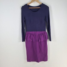 Oxford womens dress size 8 pencil blue purple long sleeve viscose 091401