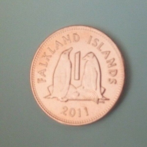 2011 Isole Falklands Un Penny 1p Monete Non Circolate 2 Pinguini Reverse - Foto 4 di 5