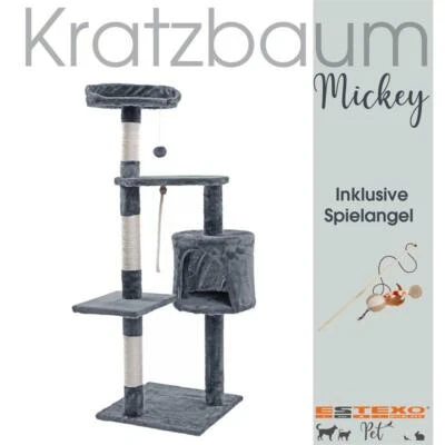 ESTEXO Kratzbaum Katzenbaum Katzenkratzbaum 112 cm Kletterbaum Spielbaum Hellgrau