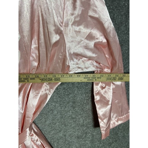 Vintage Victorias Secret Pink Satin Robe Womens Sz M/L Floral Applique POCKETS - Picture 6 of 8