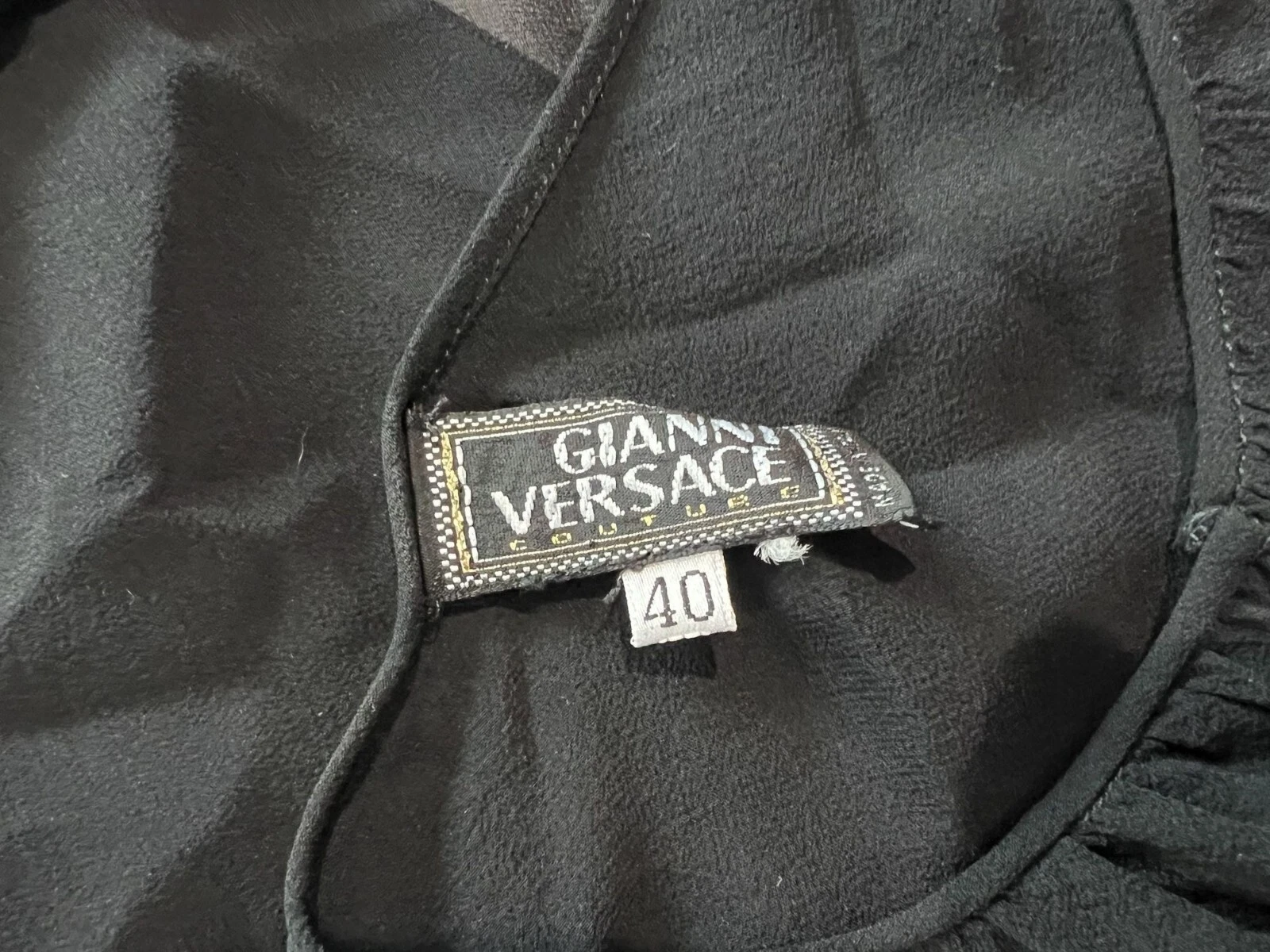 Gianni Versace Couture Mini Abito Vintage Grande Cravatta a Nastro Nero