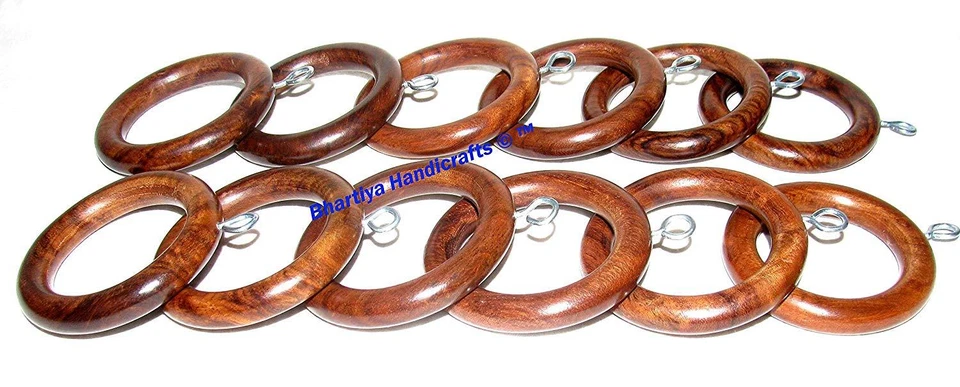 Wooden curtain rings Decorative Wood Ring with Detachable Clip Set of 12 piece - Image 2 of 4
