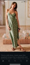 Sézane Hadi silk Dress green/Ecru Polka Dots Size 38 US 6 Perfection!