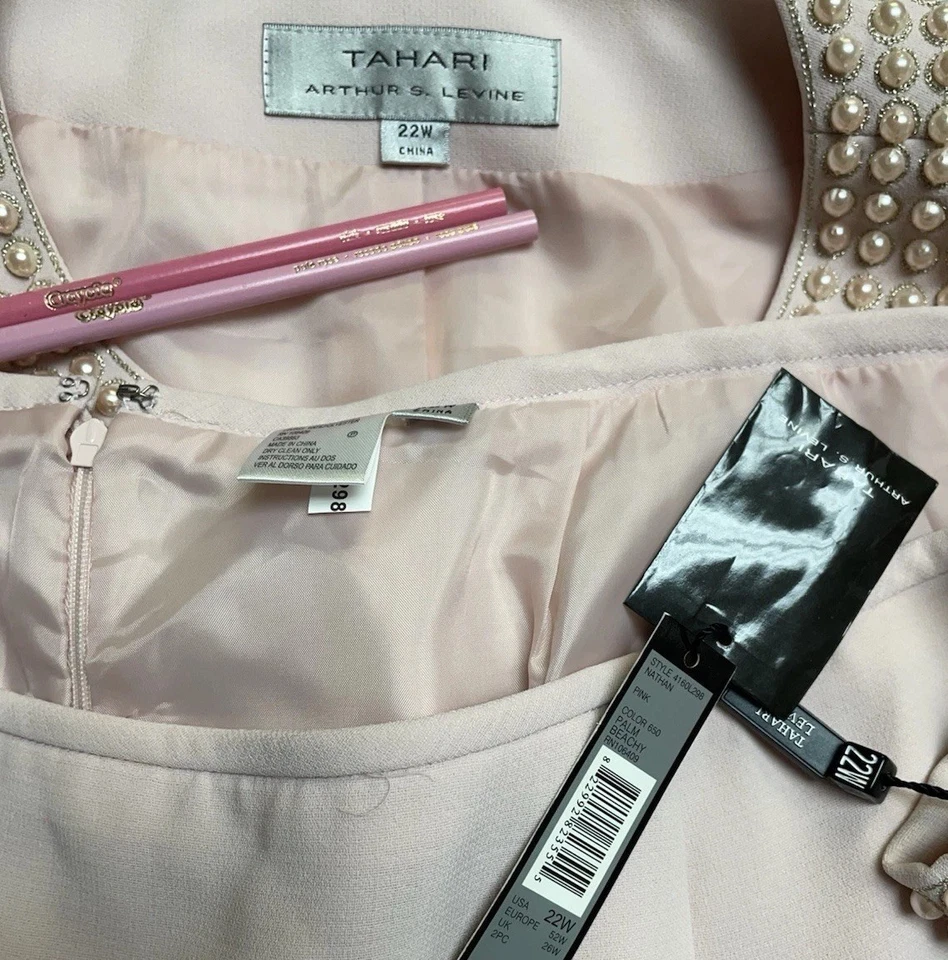 NEW $340 Tahari ASL Skirt Suit Size 22W Two Piece Set Pretty In Pink With Pearls - Image 2 of 4