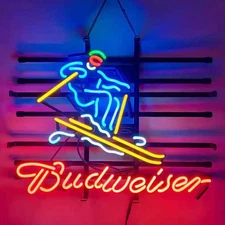 Skiing Sport Beer 20"x16" Neon Sign Lamp Light Bar Club Party Gift Garage NM