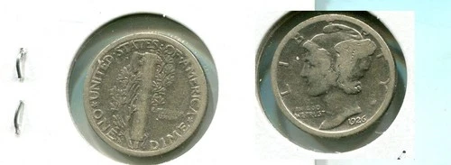 1926 S MERCURY HEAD SILVER DIME VG FINE 5518T