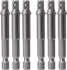 OIIKI 6-Pack 1/4" Square Socket Adapter Bits for Impact Drivers